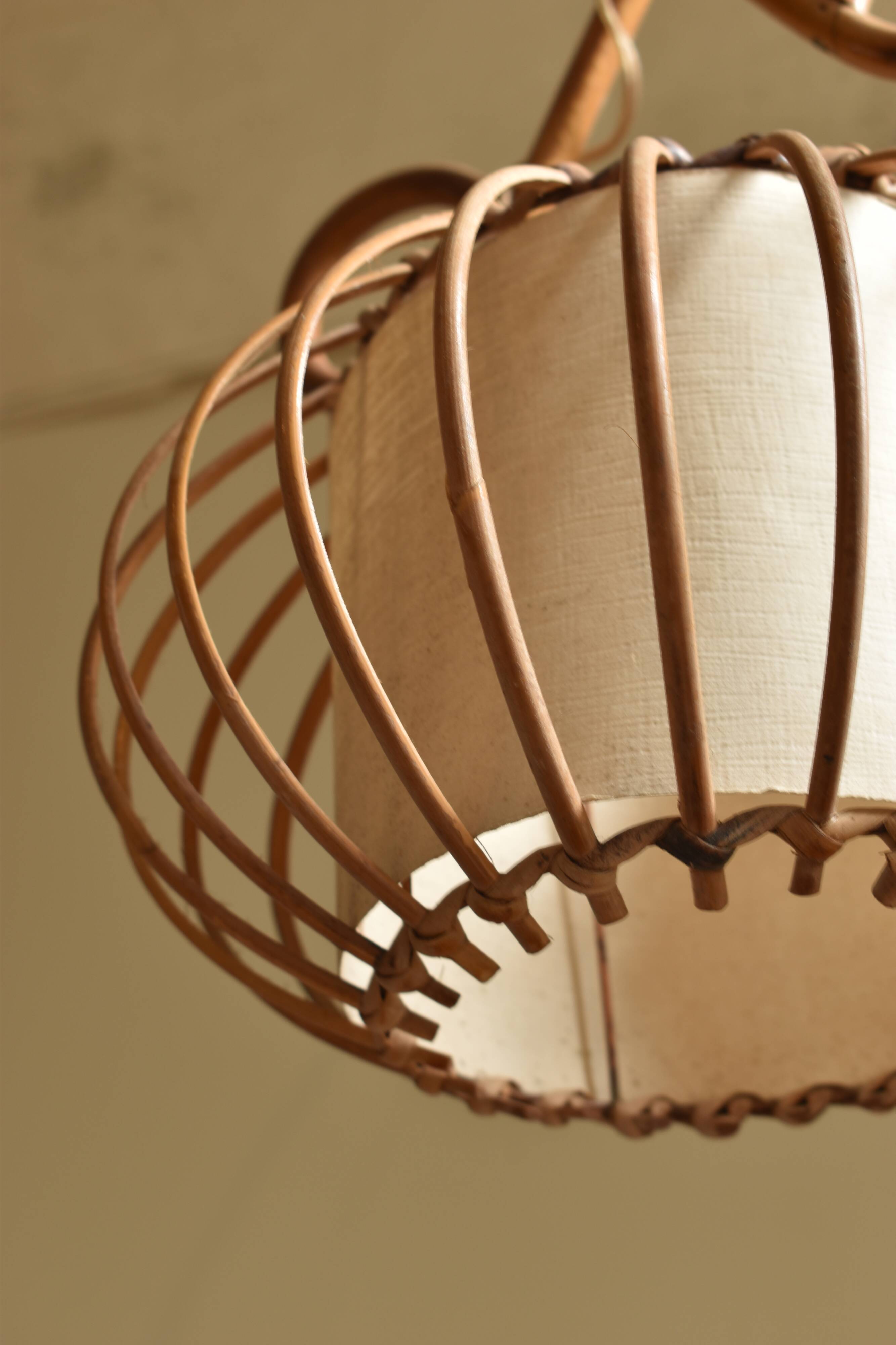 Vintage rattan chandelier 60s