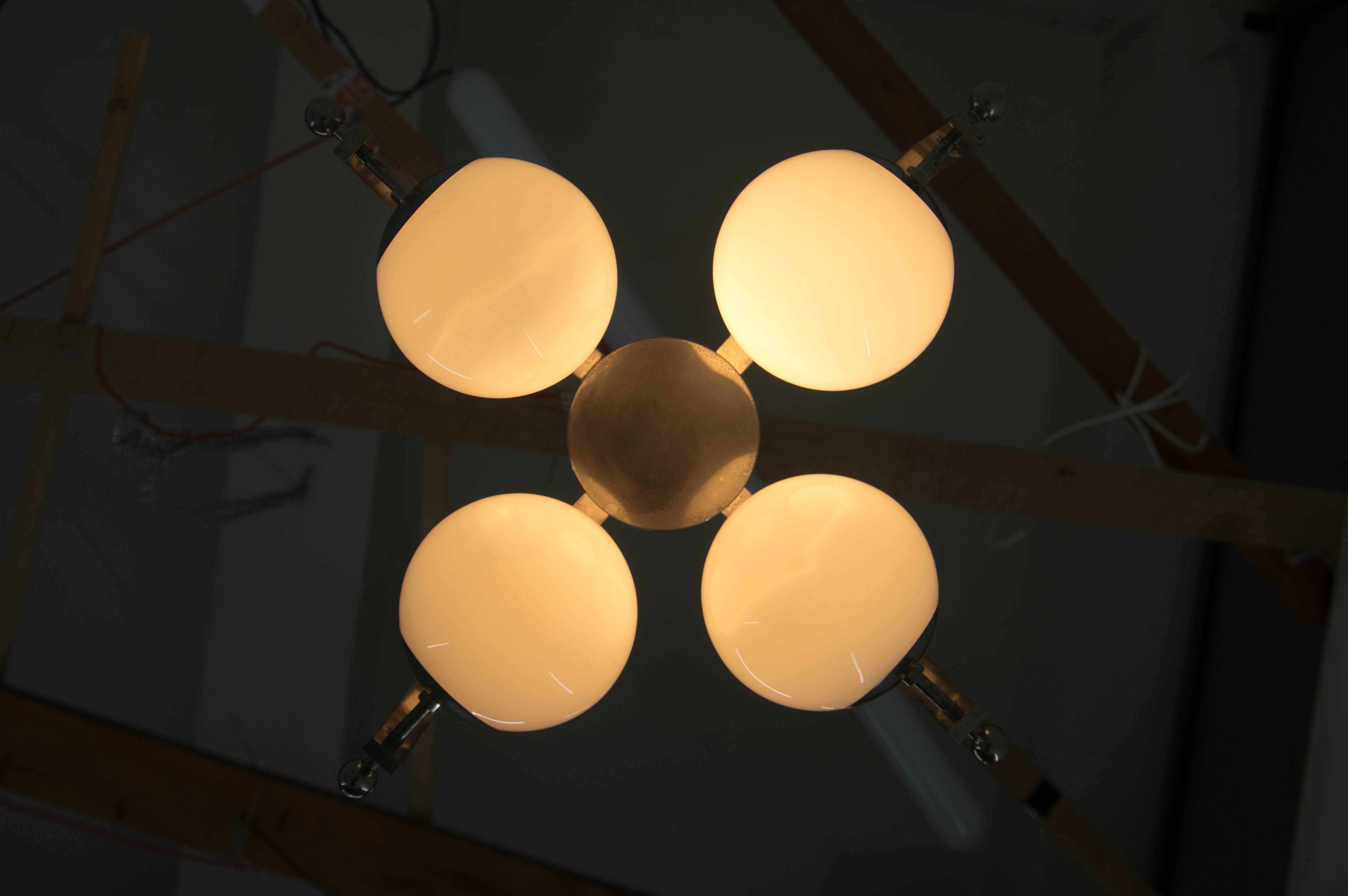 Bauhaus nickel-plated chandelier, 1930s