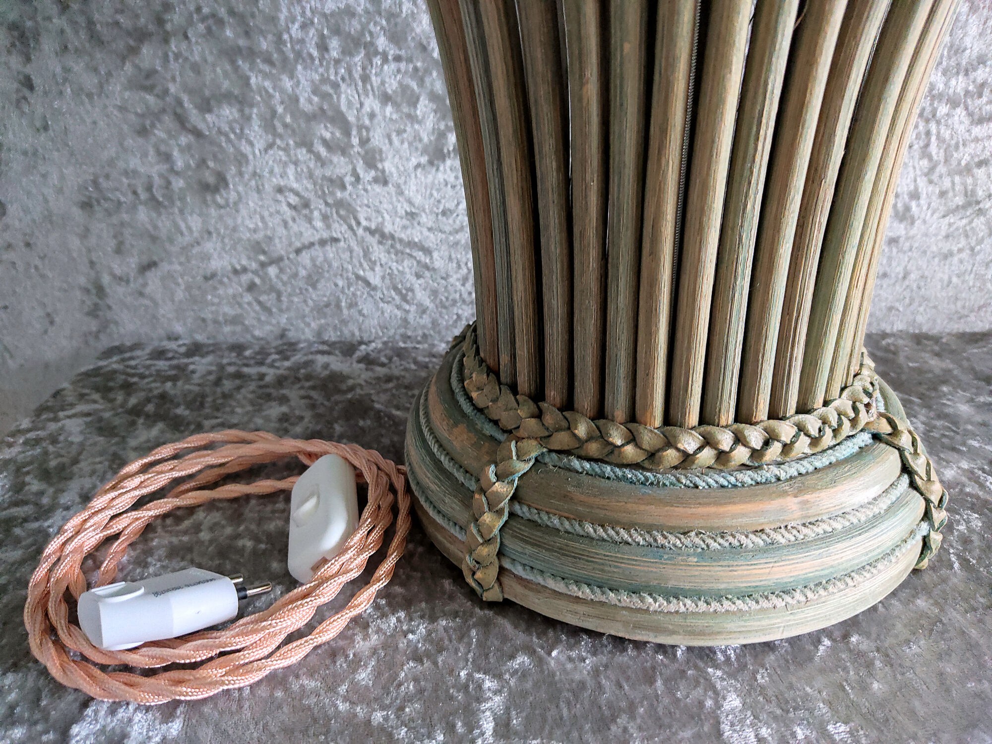 Wooden lamp and rattan