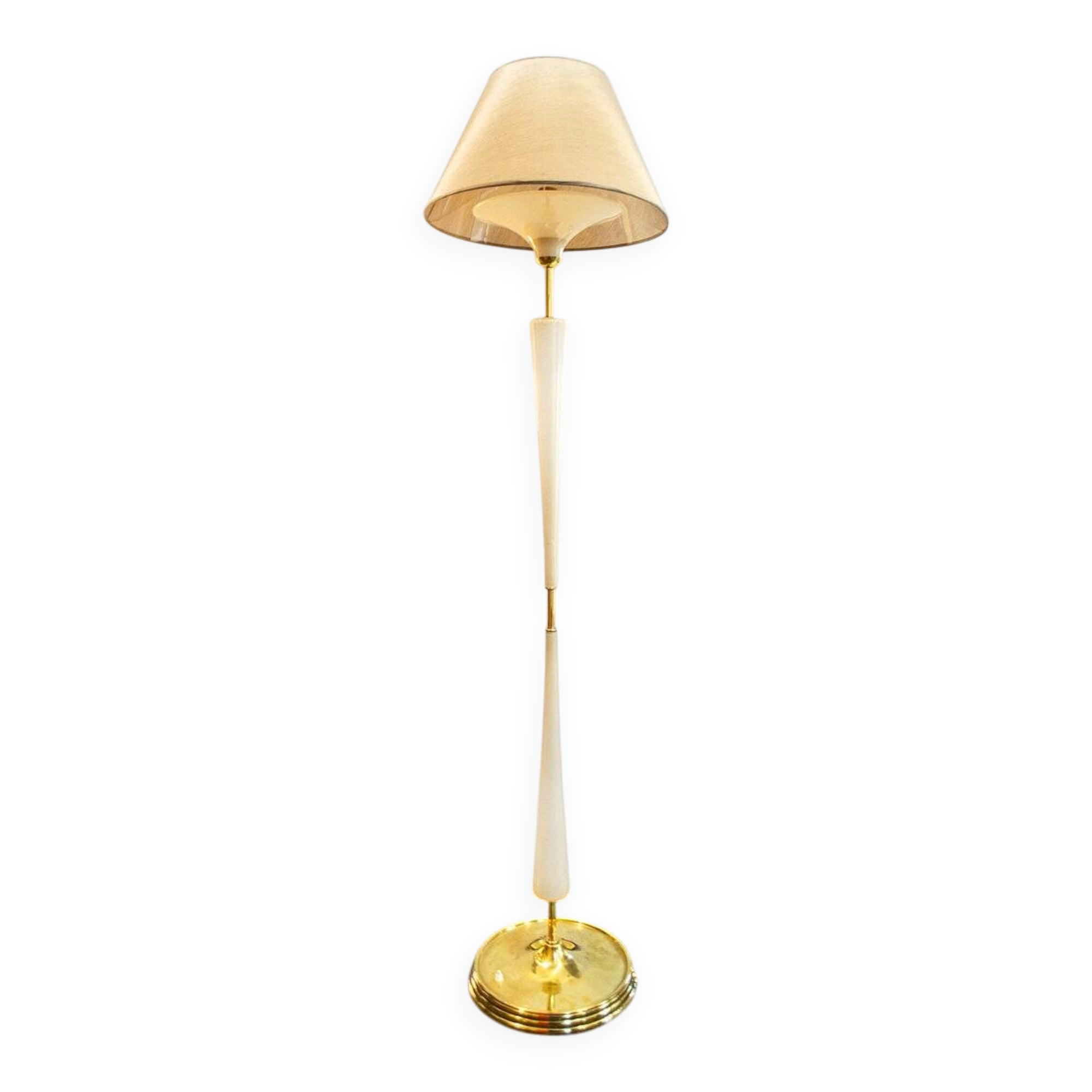 Brass and glass floor lamp by Tomaso Buzzi, Italy, 1950s.