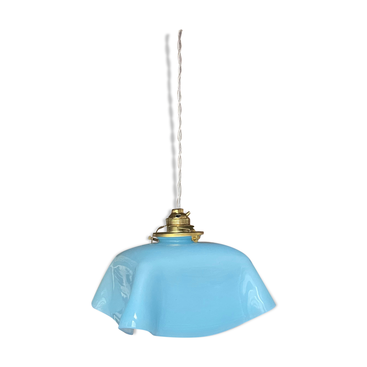 Vintage opaline blue pendant lamp