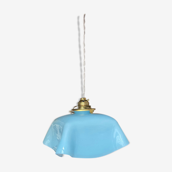 Suspension vintage opaline bleu