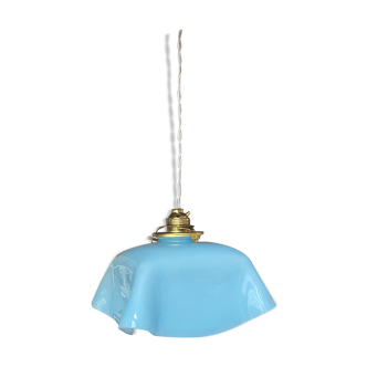 Suspension vintage opaline bleu