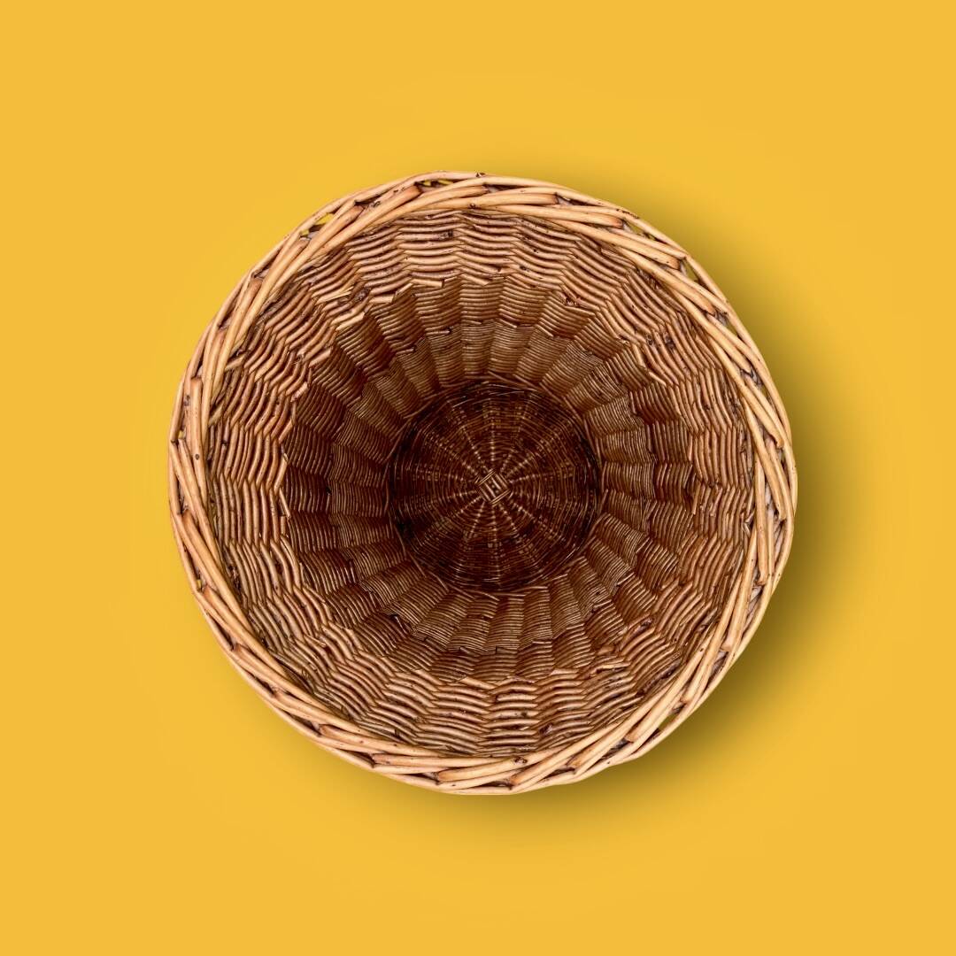 Large antique woven wicker basket – amphora shape – circa 1950