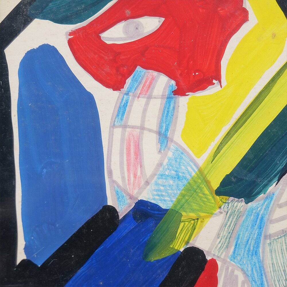 Aldo Gentilini, Composition, Mixed Technique on Masonite, 1970s, Framed