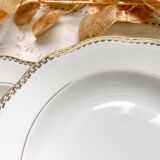 6 Vintage French white and gold porcelain soup plates SPF –