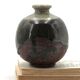 Wabi-sabi round vase in stoneware with green glazing, 1970s ceramics.