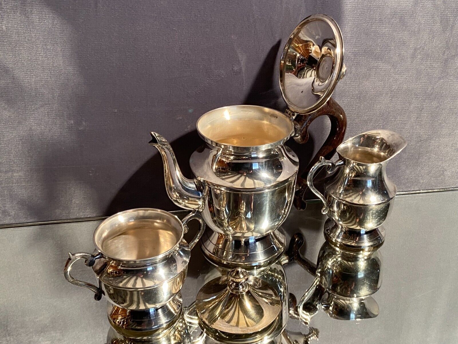 Tea set coffee Louis XV silver metal coffee maker teapot sugar pot milk pot