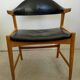 Fauteuil danois en chêne et cuir noir