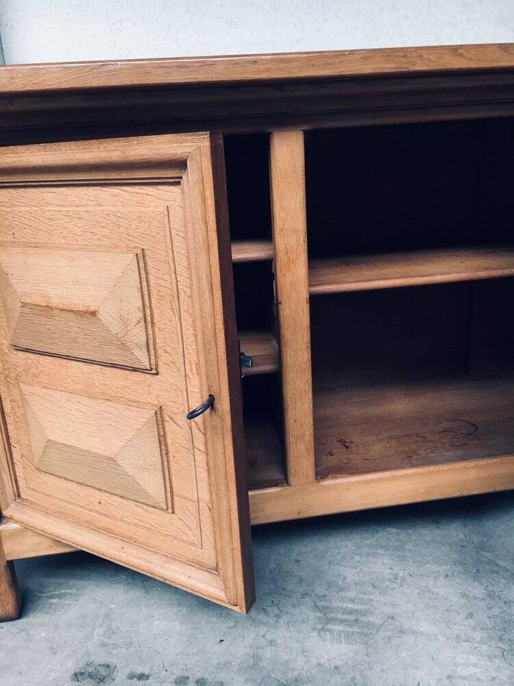 Brutalist Handcrafted Oak 2 Door Cabinet, Belgium, 1950s