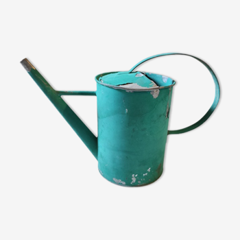 Vintage zinc watering can patinated green