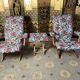 Pair of poly comfort armchairs and 1 footrest