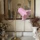 Large vintage lamp in brass with a pink opaline shade.