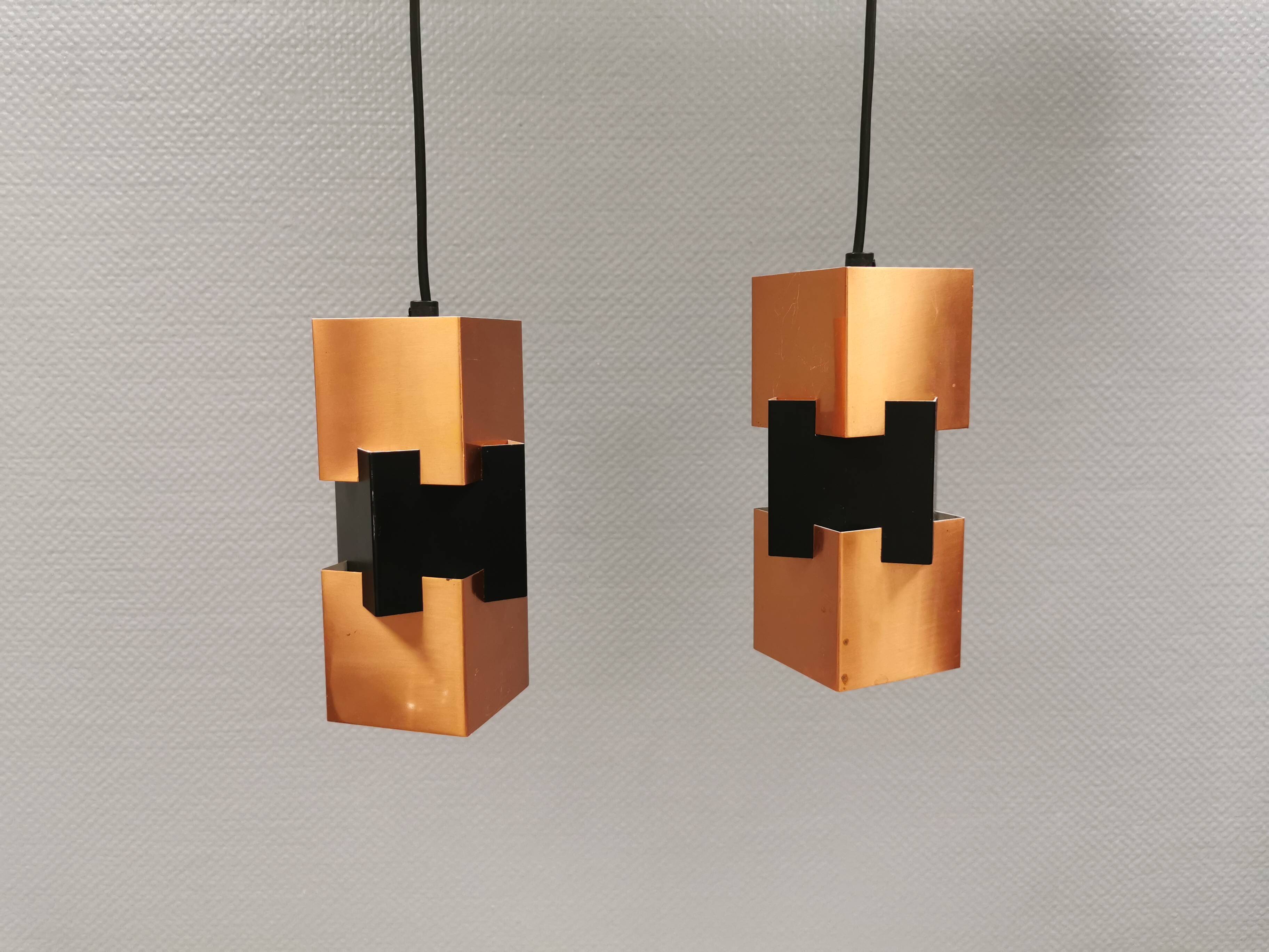 A pair of  Jo Hammerborg lamps for FOG & MØRUP model Kubus Denmark 1961