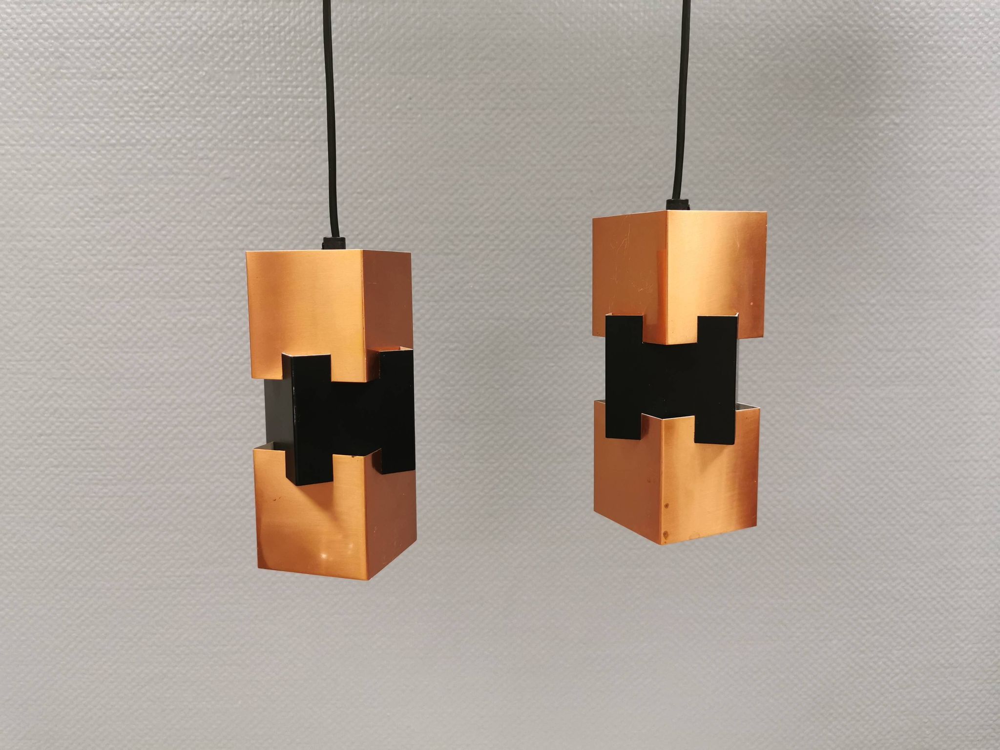 A pair of  Jo Hammerborg lamps for FOG & MØRUP model Kubus Denmark 1961