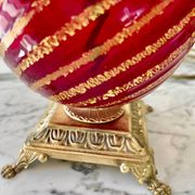 Lampe de table verre murano couleur Rubis Rigadin ,Italie 1950