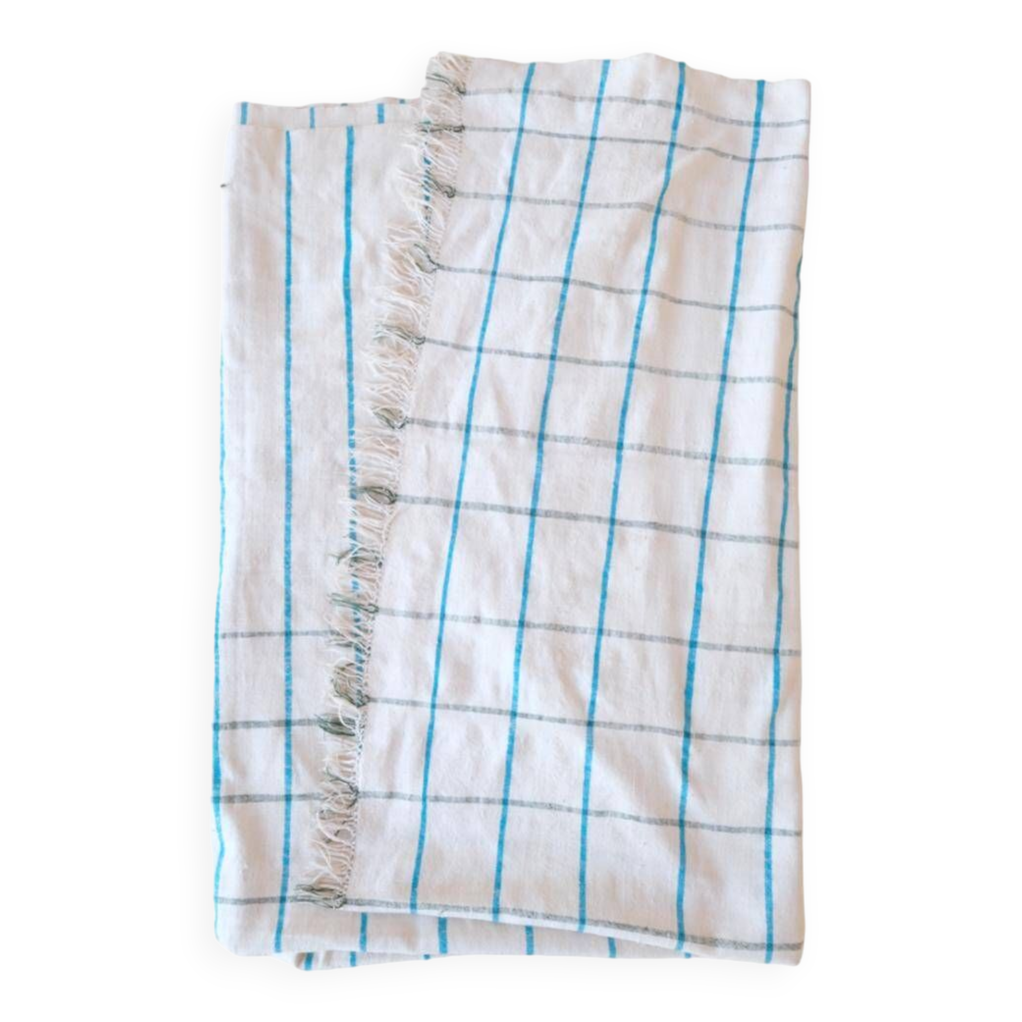 Vintage Haik checkered blanket from Morocco - 172 x 202 cm