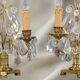 Paire Chandelier/Girandole Lyre en Bronze & Cristal Style Louis XVI