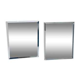 Duo of vintage chromed metal mirrors