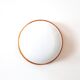 Ceiling lamp round wall lamp, pine base, opaque white glass, 70s
