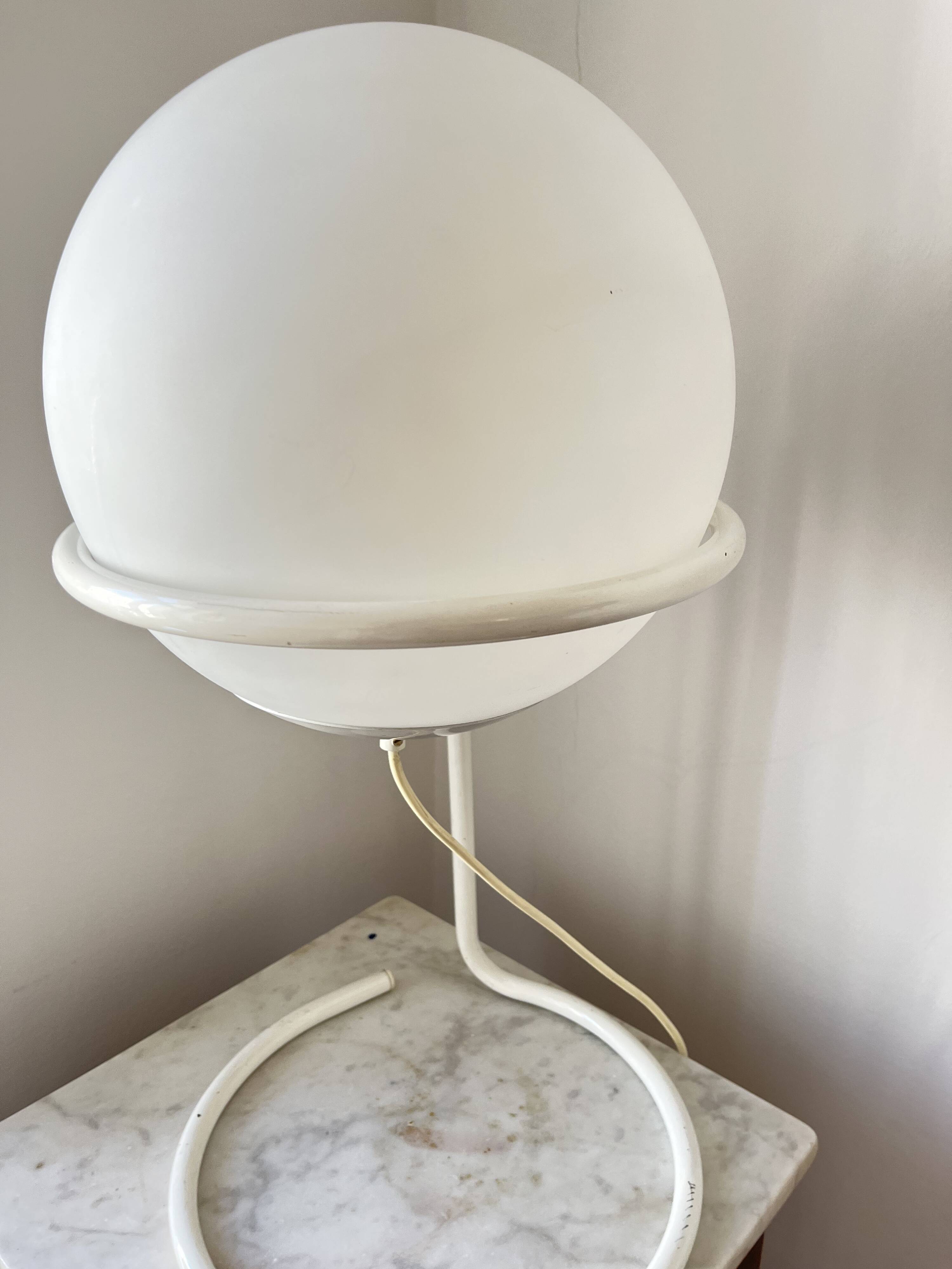 Vintage Postmodern Table Lamp by Glashütte Limburg – White Glass Globe