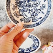 Set of 4 blue and white porcelain plates