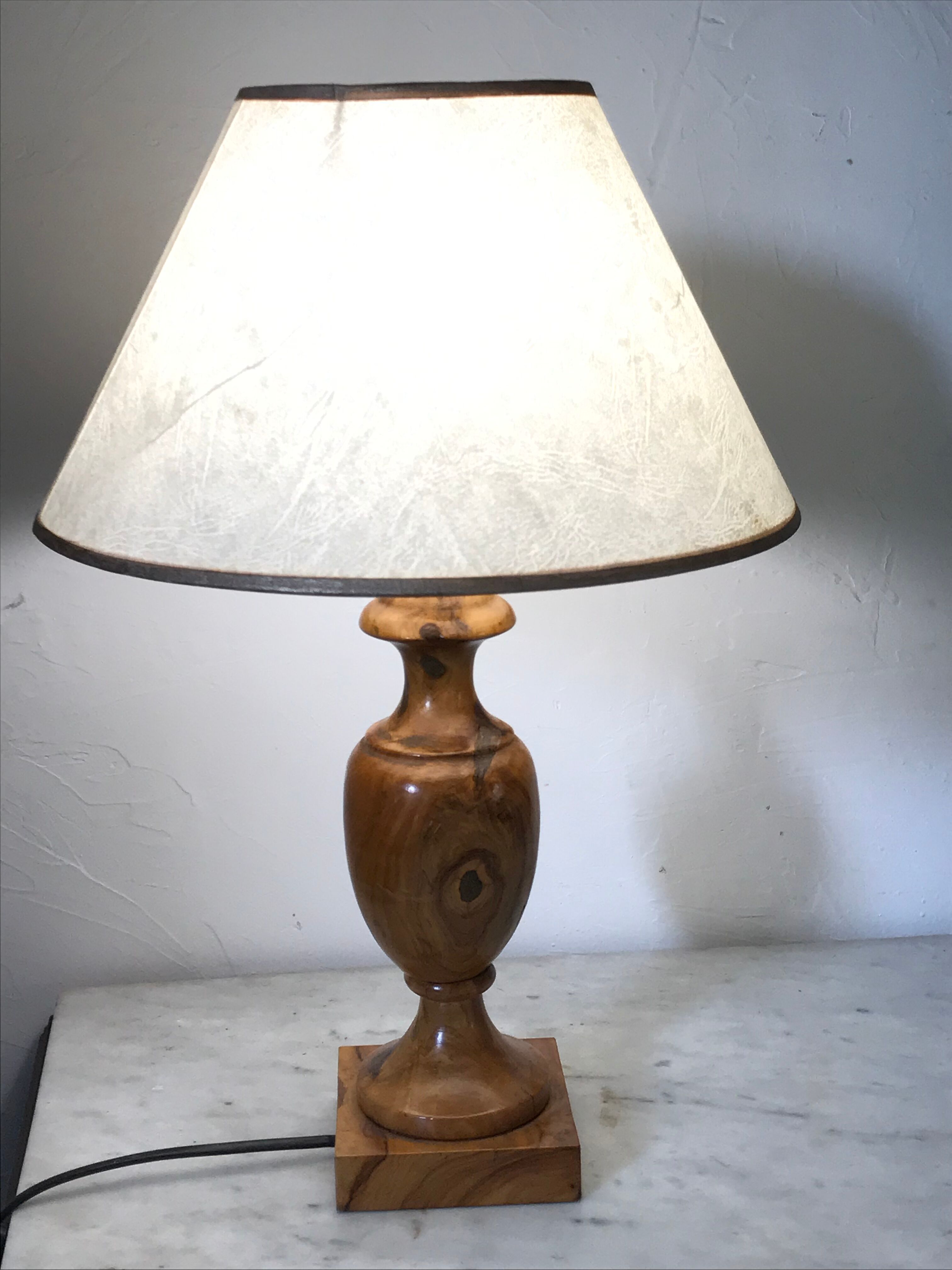 Vintage olive wood lamp