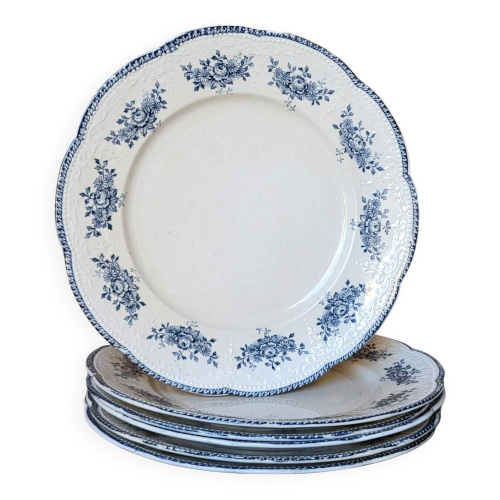 6 assiettes plates Badonviller modèle Richelieu