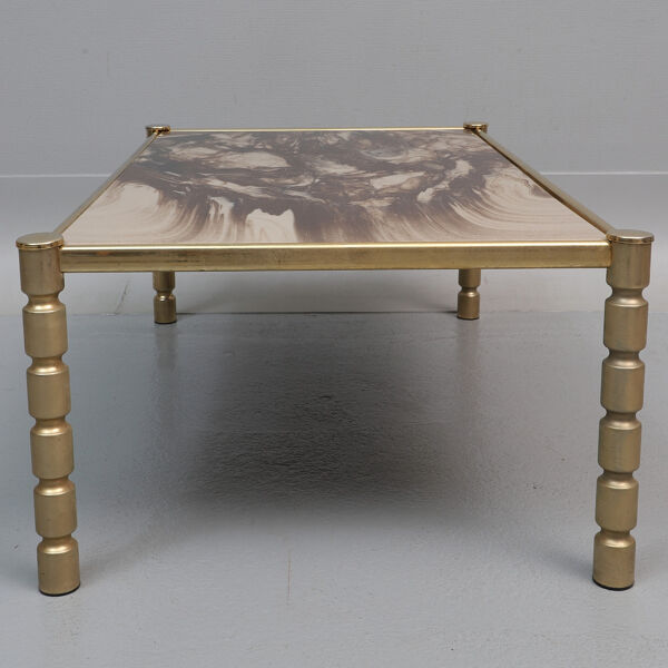 Table basse laiton et marbre