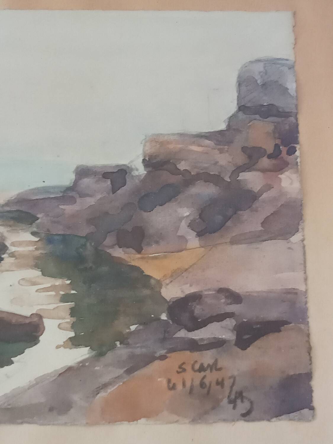 Paire d'acquarelles de Saint Gast, 1947, signées FG