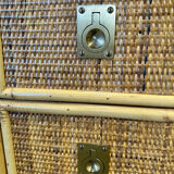 Midcentury bamboo, rattan and brass chest of drawers by Dal Vera, Italy, 1970s