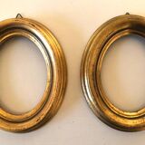 Pair of old oval golden wood frames