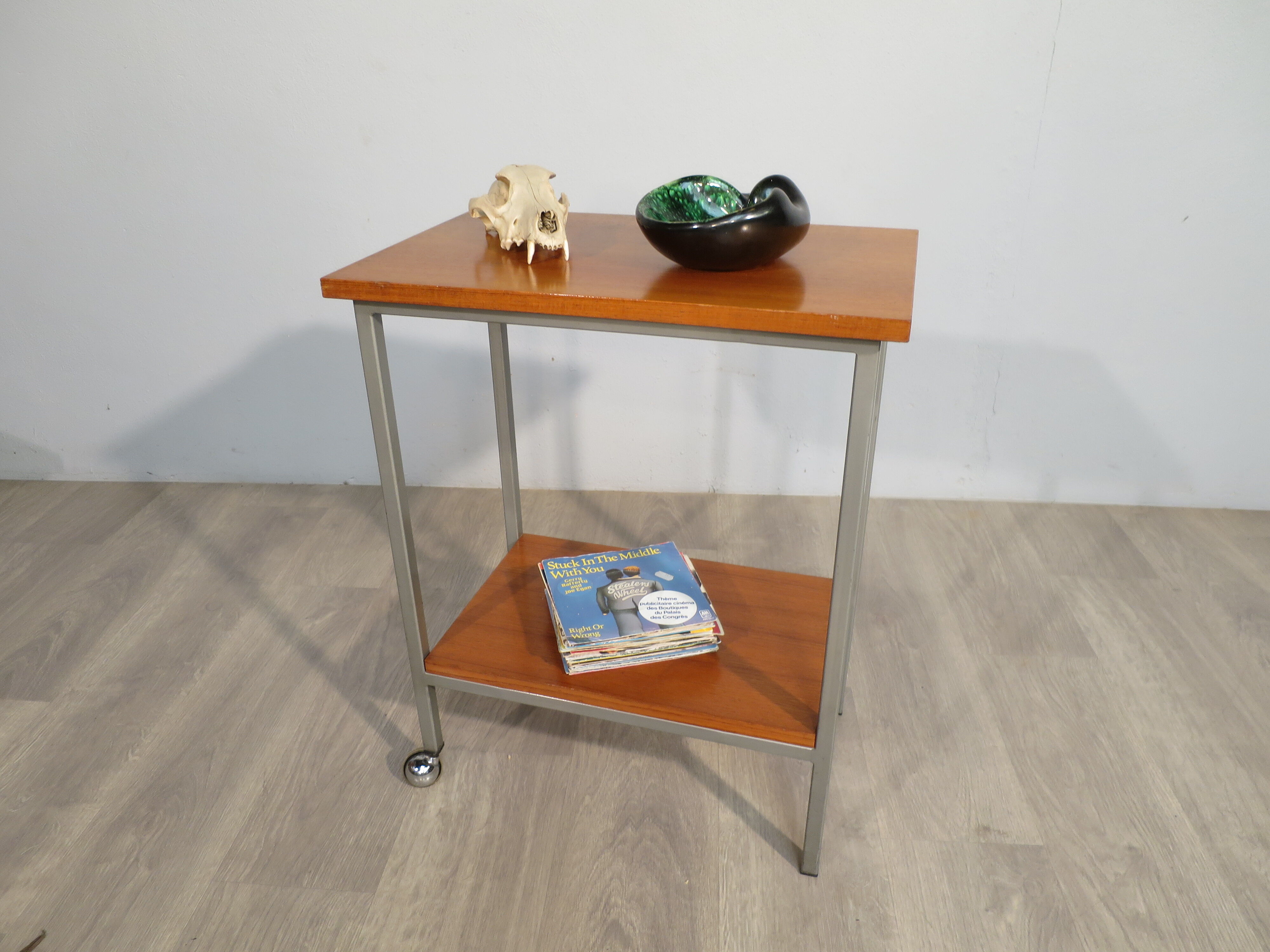 Teak roller serving table