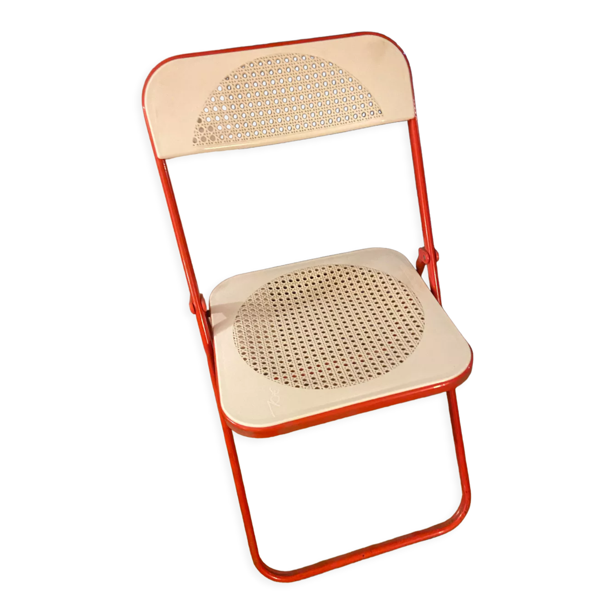 Folding chair in metal and plastic cannage 70s