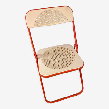 Folding chair in metal and plastic cannage 70s