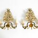 A pair of beautiful 1960s hand-painted and gilded metal wall lamps by Hans