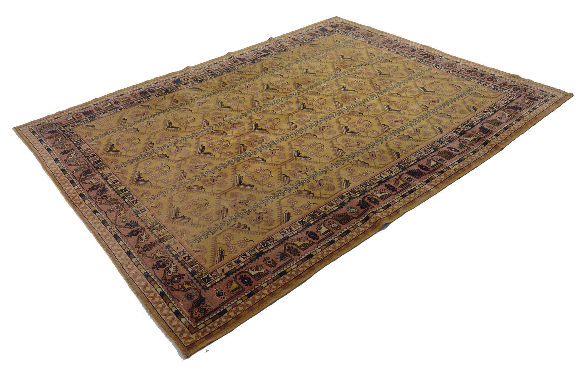 Large Vintage Oushak Rug Beige Brown 330 x 249 cm