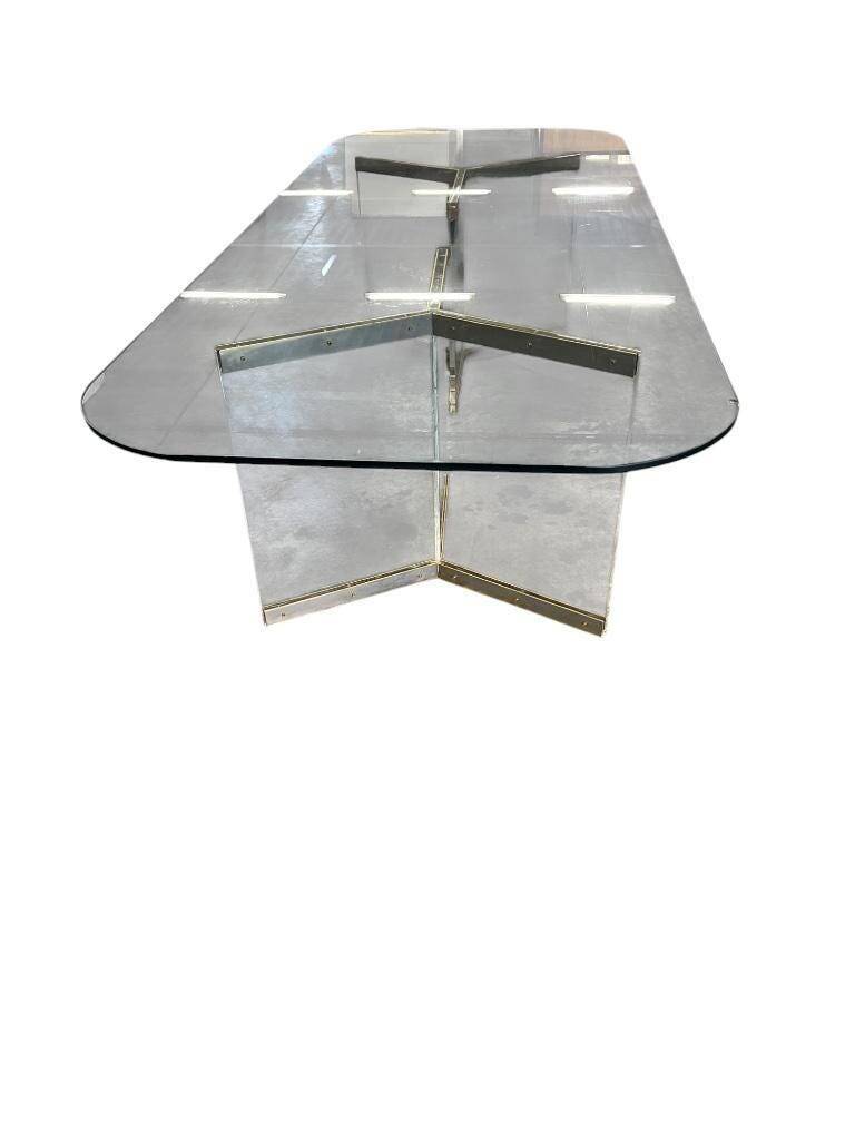 Table / table à manger vintage en verre XL (3 mètres de long )