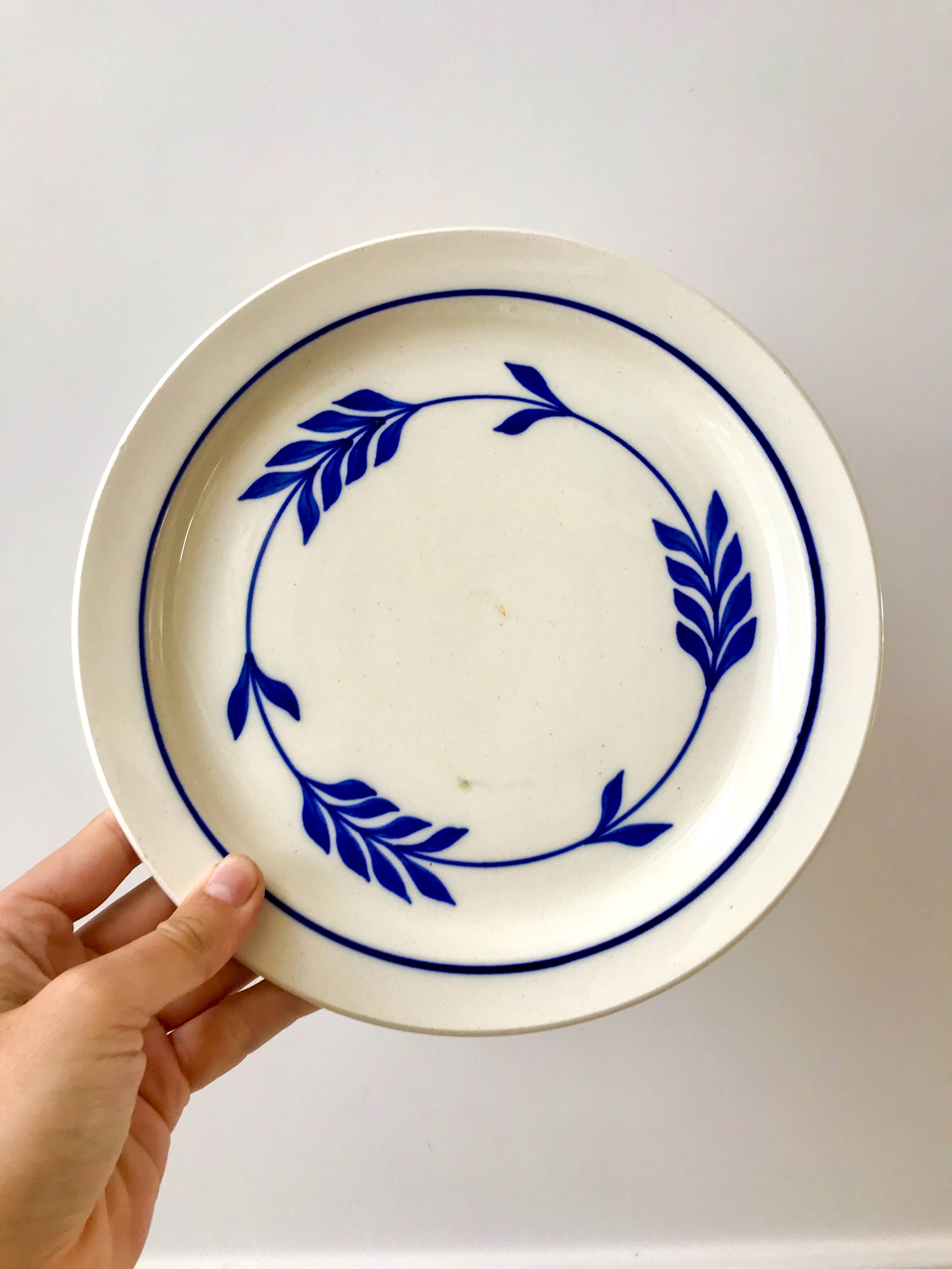 set of 5 dessert plates in Terre de Fer Salins model Jenny early 20th century