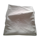 Drap ancien coton monogramme CC art deco