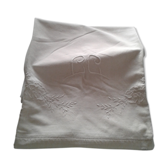 Old cotton sheet CC art deco monogram