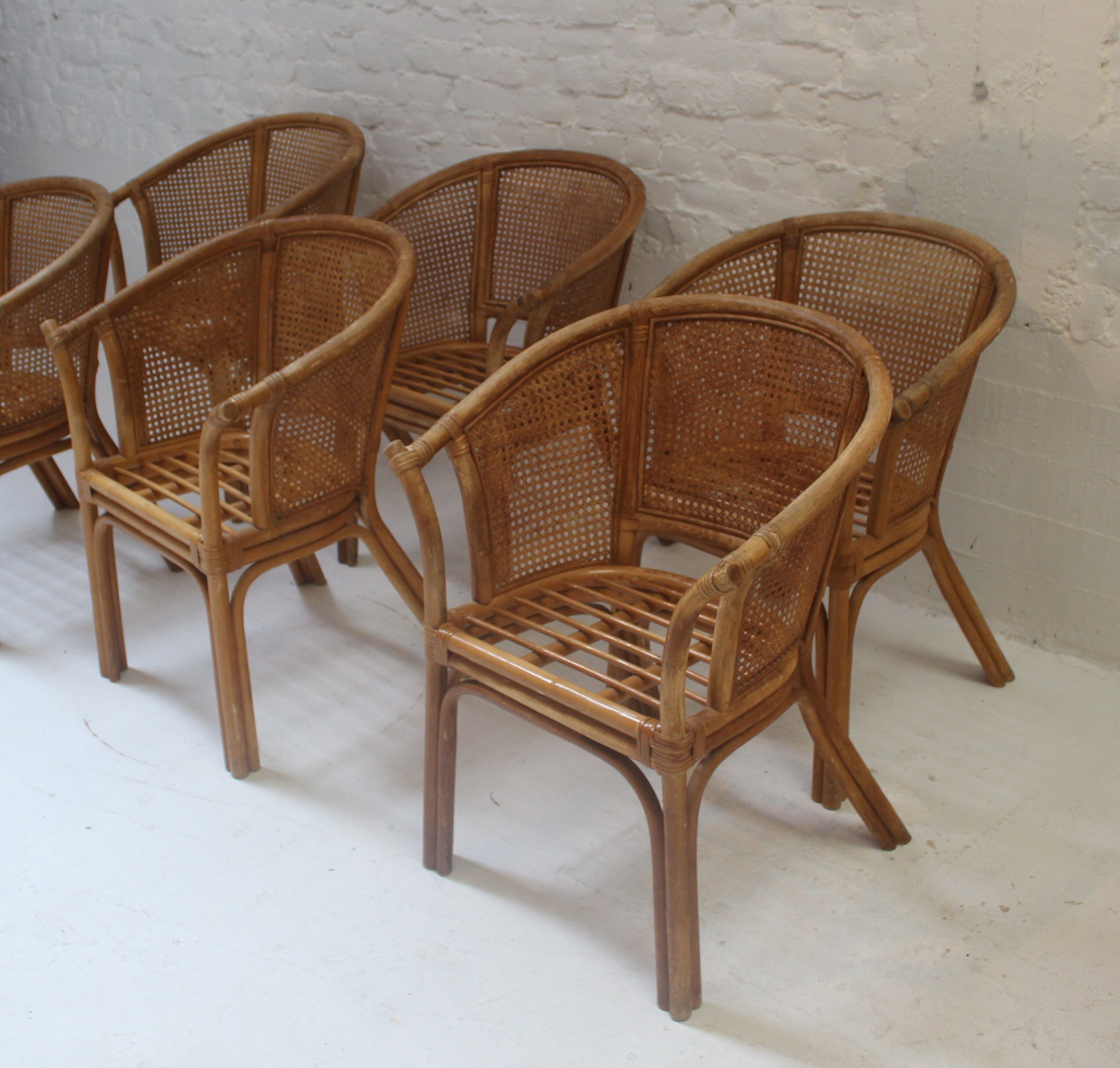 6 chaises ou fauteuils vintage en rotin