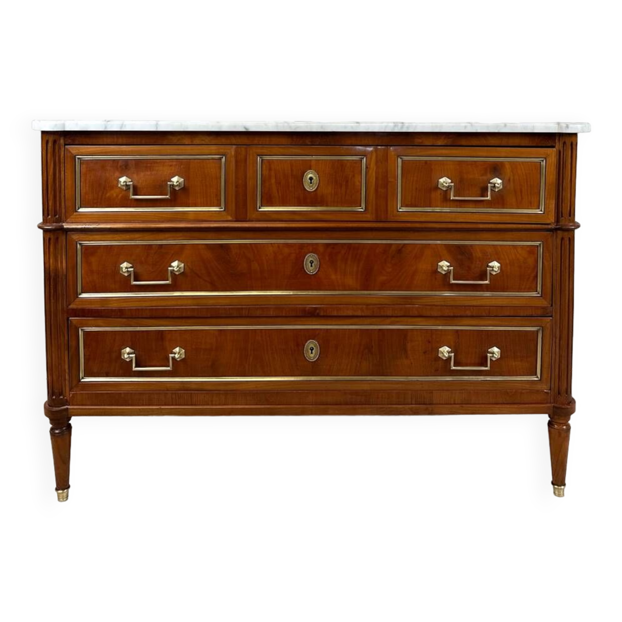 Louis XVI style chest of drawers in cherry wood, 20th century period
