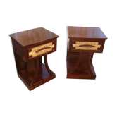 Pair of mahogany nightstands and mulching manufacturing Mexico in 1959
