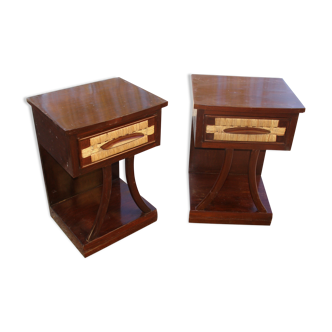 Pair of mahogany nightstands and mulching manufacturing Mexico in 1959