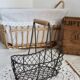 Petit panier à œufs métal et bois vintage rustique