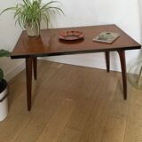 Table basse vintage bois pieds compas