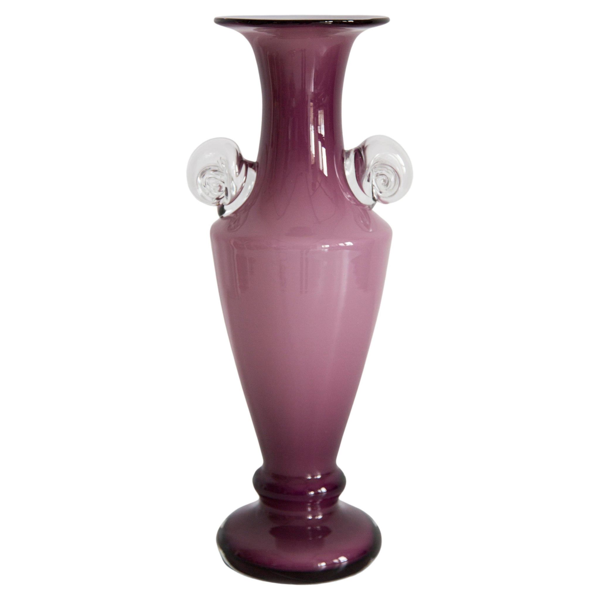 Vintage purple glass decorative vase, mid-century style, Europe, 1960s.