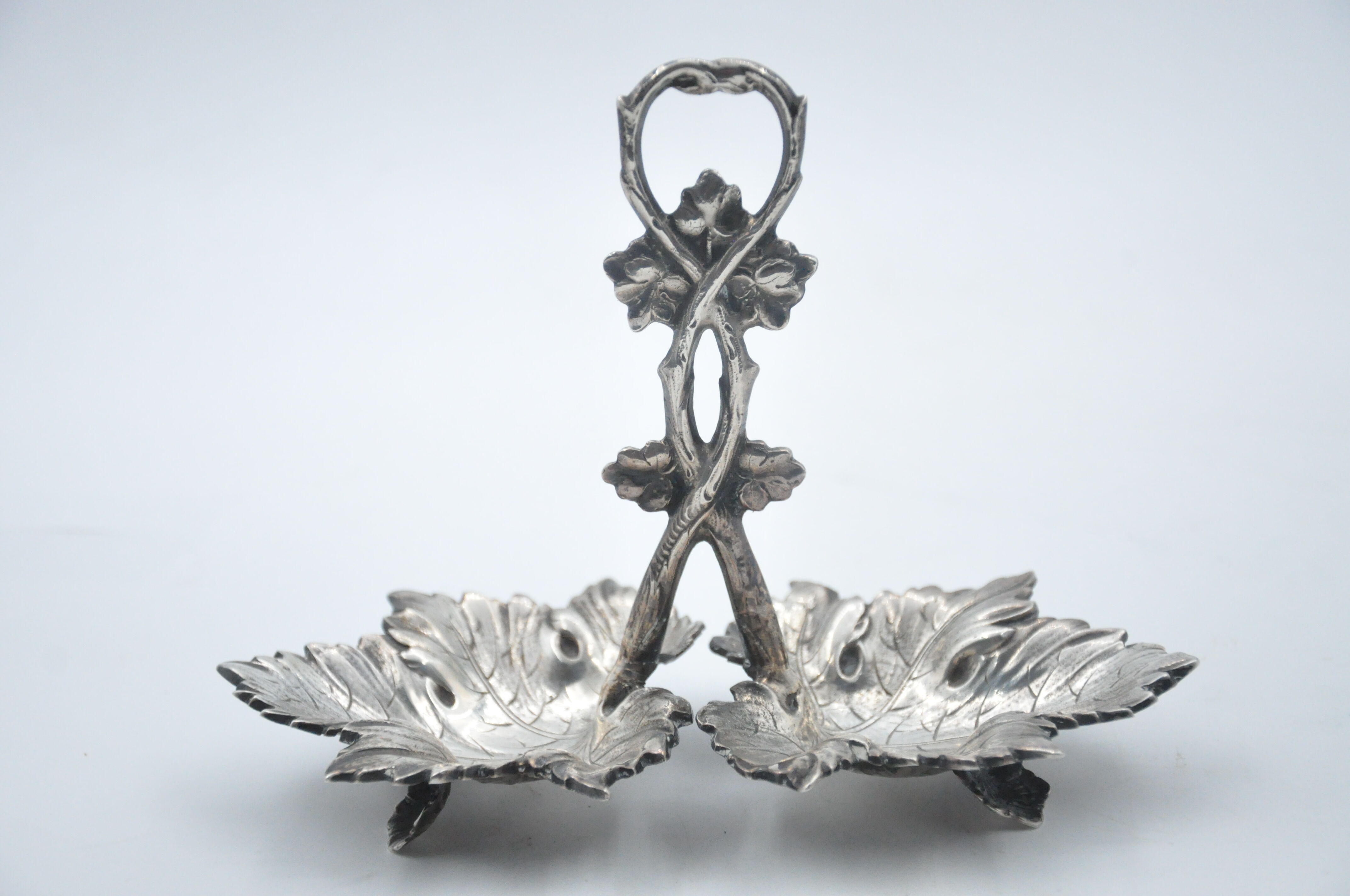 Old solid silver saleron, hallmarks from Spain, art nouveau, collection