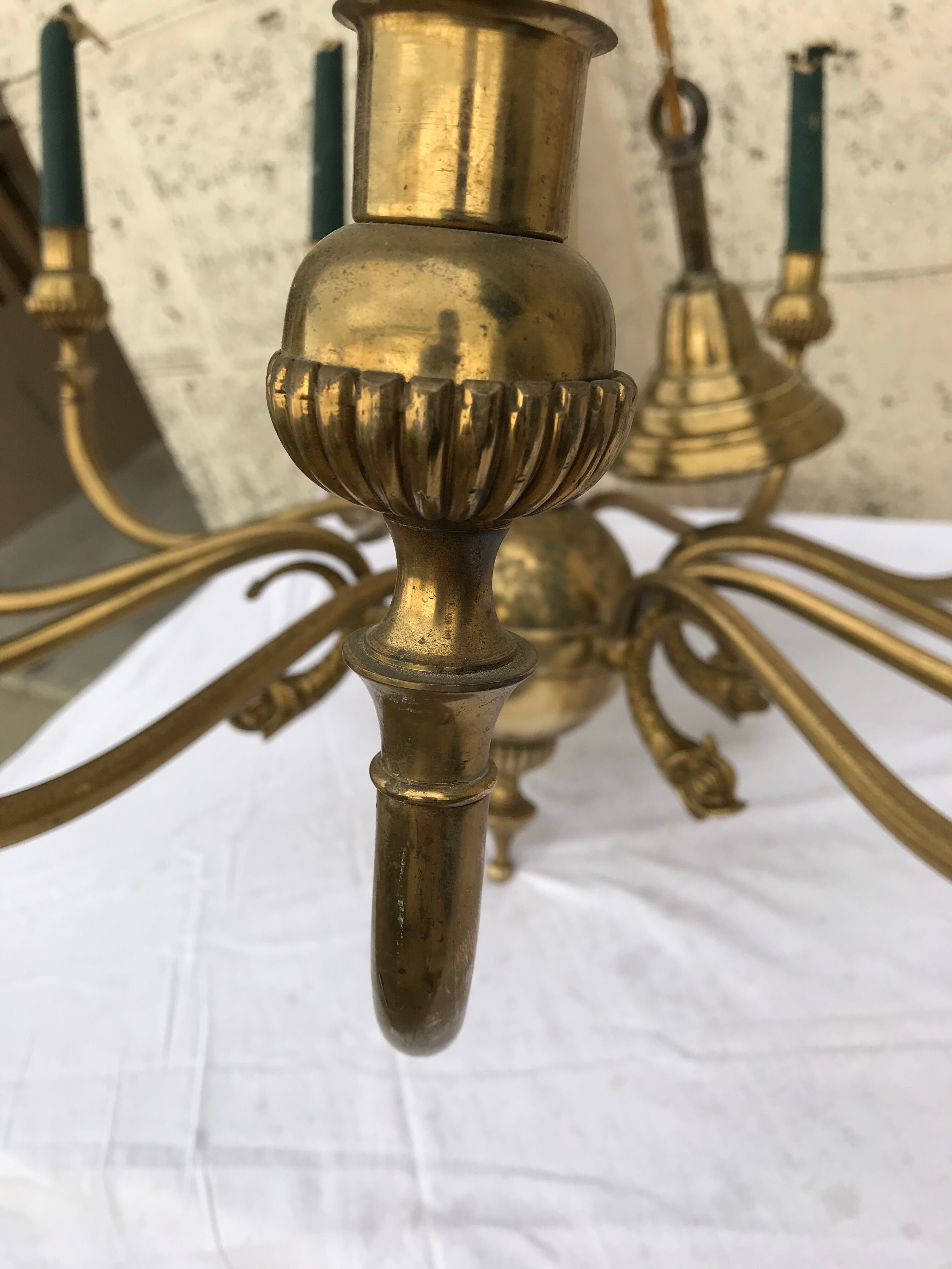 12 spoke solid bronze chandelier